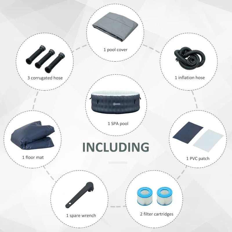 Inflatable Round Hot Tub | 4 - 6 Persons | Dark Blue | Outsunny