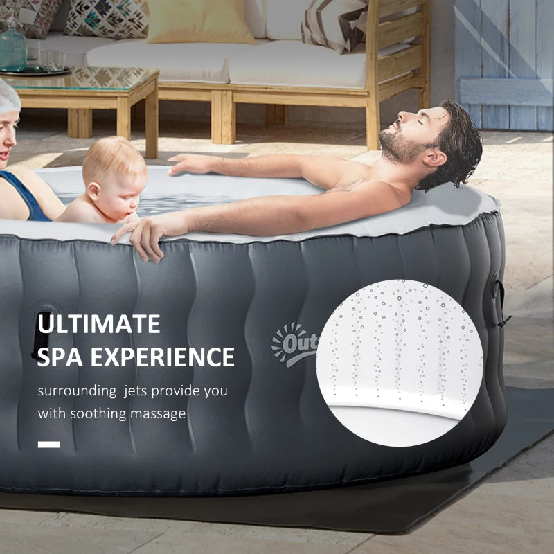 Inflatable Round Hot Tub | 4-6 Persons | Light Grey | Outsunny