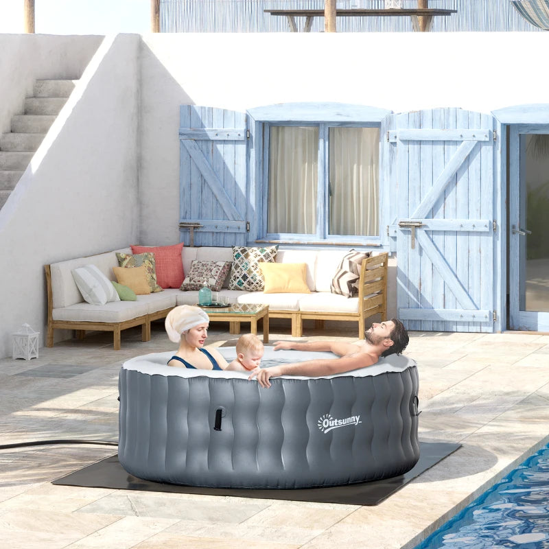 Inflatable Round Hot Tub | 4-6 Persons | Light Grey | Outsunny