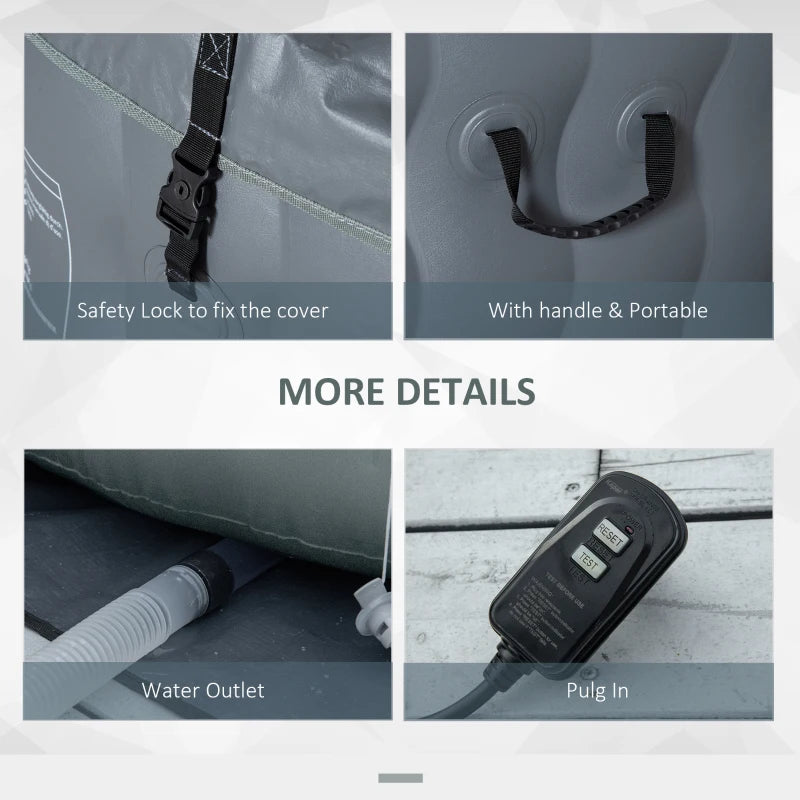 Inflatable Round Hot Tub | 4-6 Persons | Light Grey | Outsunny