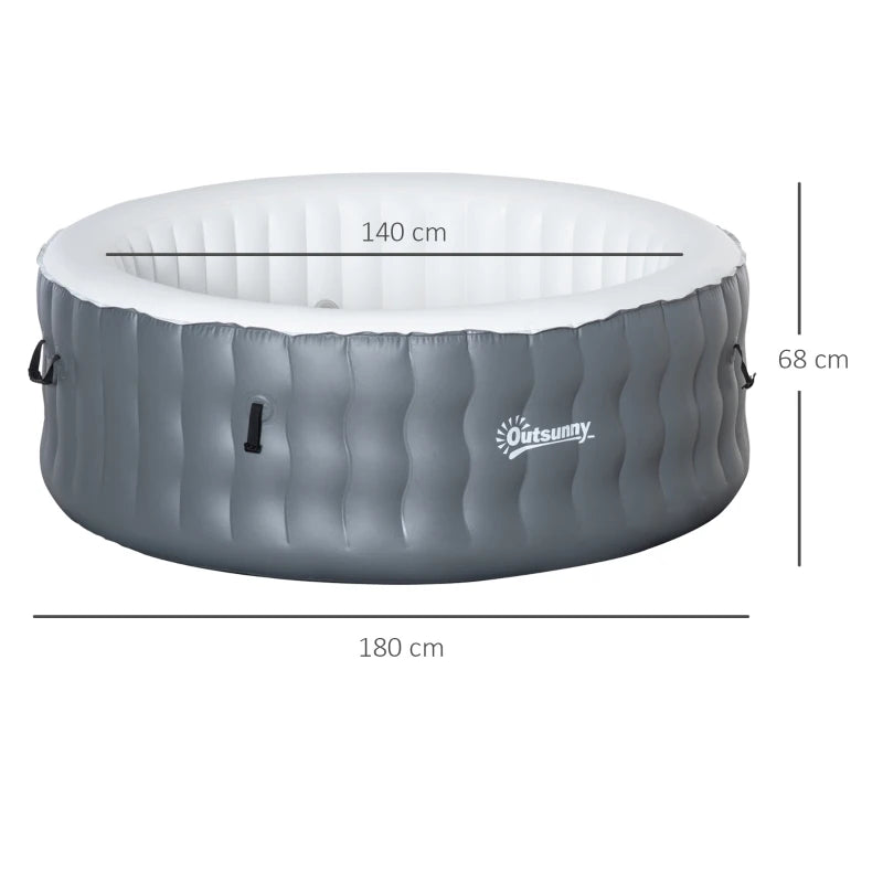 Inflatable Round Hot Tub | 4 Persons | Light Grey | Outsunny