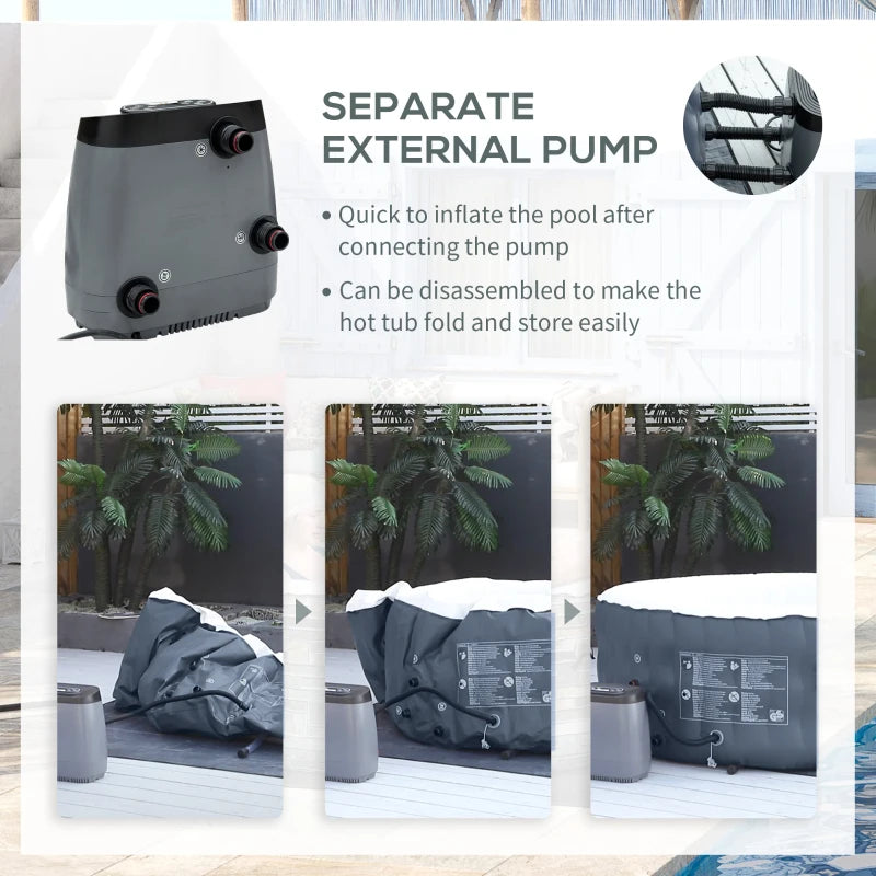 Inflatable Round Hot Tub | 4 Persons | Dark Blue | Outsunny