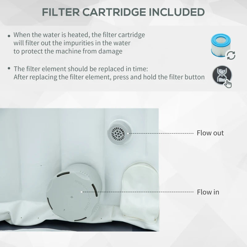 Inflatable Round Hot Tub | 4 Persons | Dark Blue | Outsunny