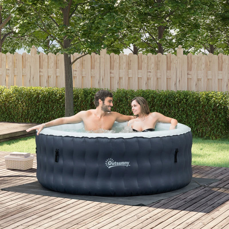 Inflatable Round Hot Tub | 4 Persons | Dark Blue | Outsunny