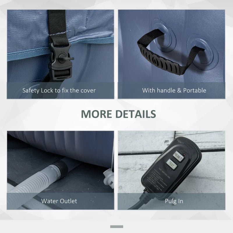 Inflatable Square Hot Tub | 4-6 Persons | Dark Blue | Outsunny