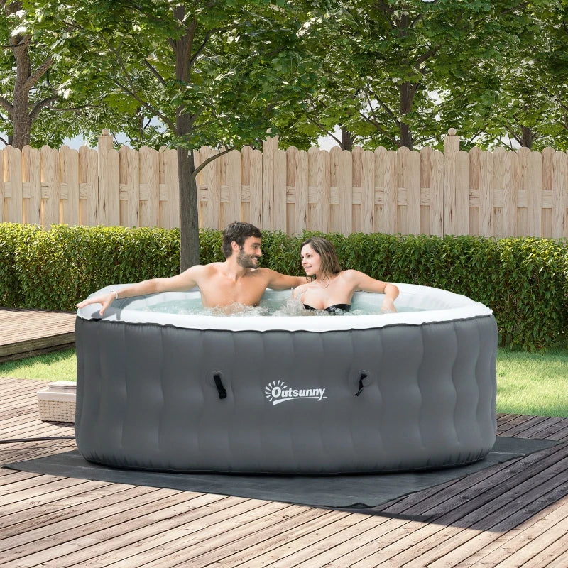 Inflatable Square Hot Tub | 4 Persons | Light Grey | Outsunny