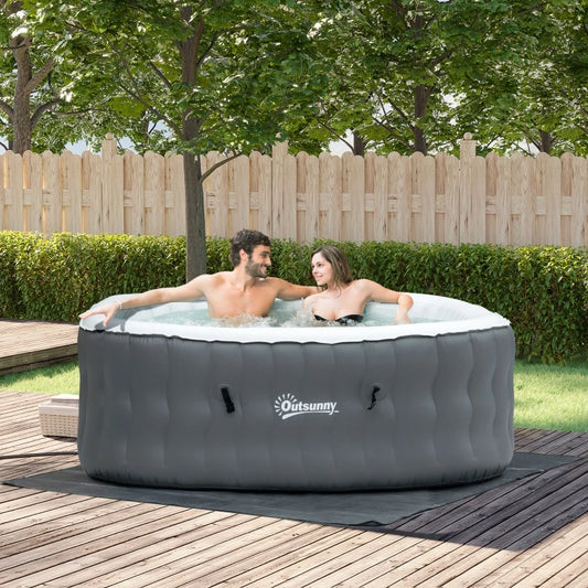 Inflatable Square Hot Tub | 4 Persons | Light Grey | Outsunny
