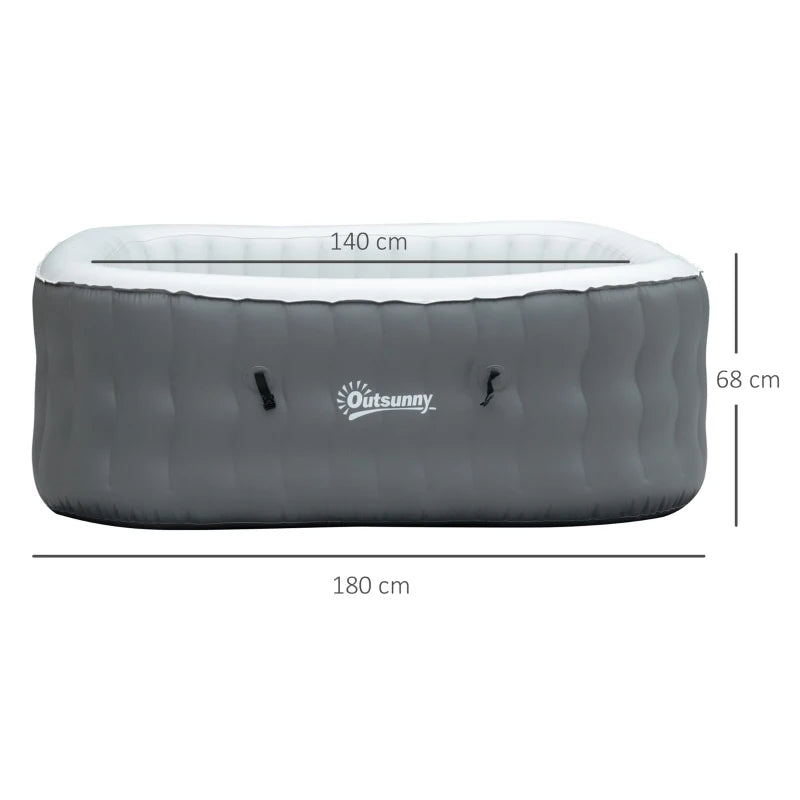 Inflatable Square Hot Tub | 4 Persons | Light Grey | Outsunny