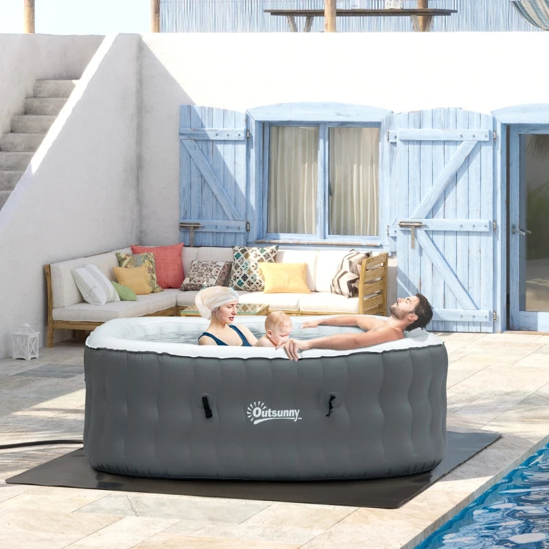 Inflatable Square Hot Tub | 4 Persons | Light Grey | Outsunny