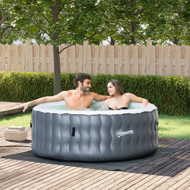Inflatable Round Hot Tub | 4-6 Persons | Light Grey | Outsunny