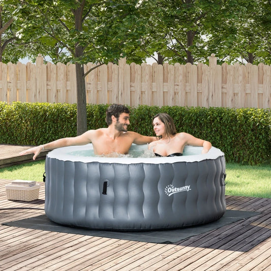 Inflatable Round Hot Tub | 4 Persons | Light Grey | Outsunny