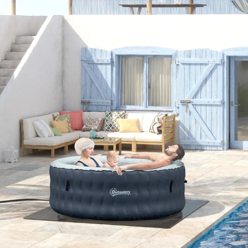 Inflatable Round Hot Tub | 4 Persons | Dark Blue | Outsunny