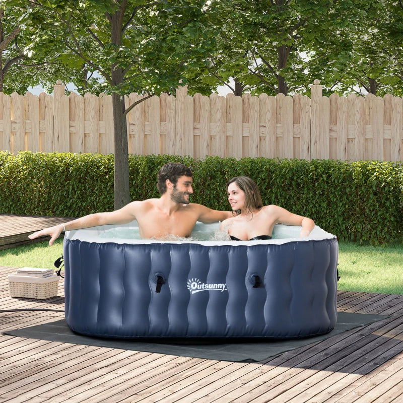 Inflatable Square Hot Tub | 4-6 Persons | Dark Blue | Outsunny