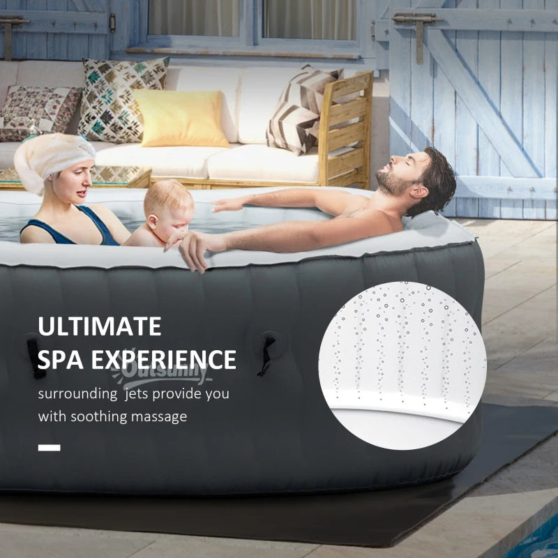 Inflatable Square Hot Tub | 4 Persons | Light Grey | Outsunny
